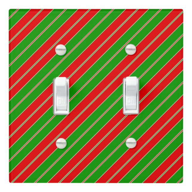 Holiday stripes in red and green light switch cover (In Situ)