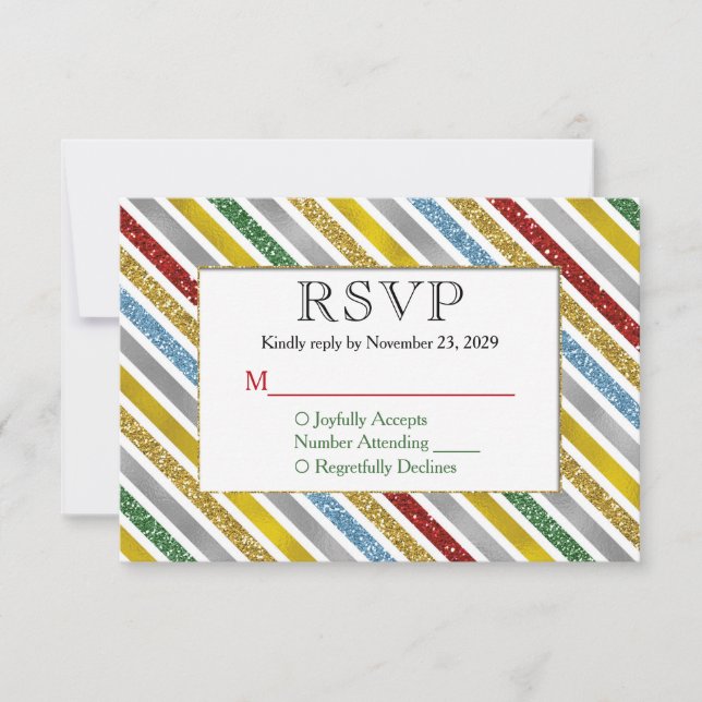 Holiday Stripes RSVP Wedding Response (Front)
