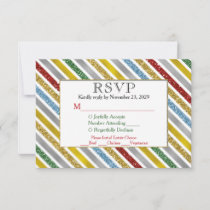 Holiday Stripes RSVP Wedding Response Meal Choice