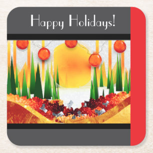 HOLIDAY SUNSHINE WITHIN THE PINES :) SQUARE PAPER COASTER