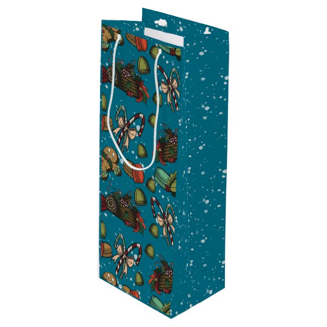 Holiday Sweets- Ice (Color) Wine Gift Bag (Front Angled)