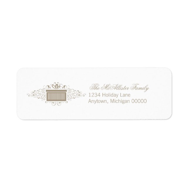 Holiday Swirls Present Address Labels, Latte Label (Front)