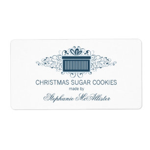 Holiday Swirls Present Baking Labels, Blue Label