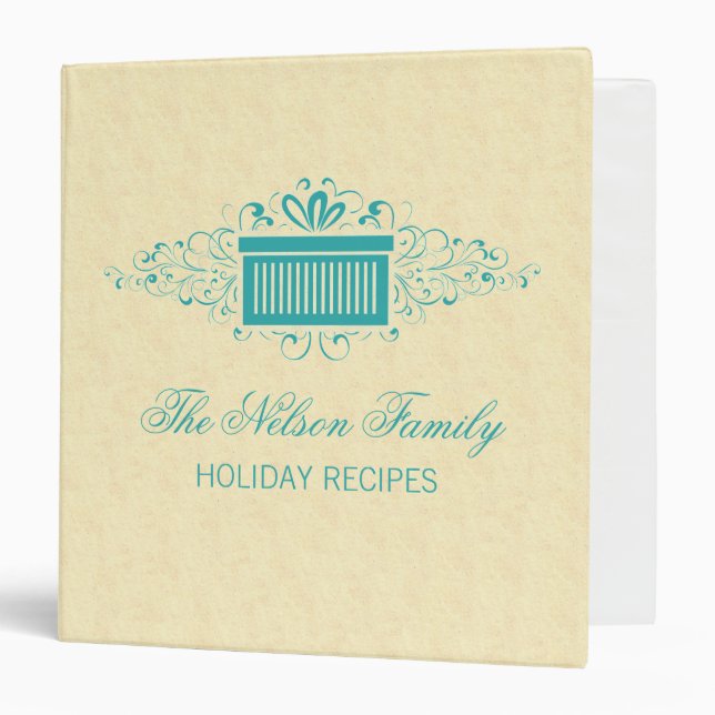 Holiday Swirls Present Binder (1.5 inch), Aqua (Front/Inside)