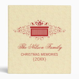 Holiday Swirls Present Binder (1 inch), Red