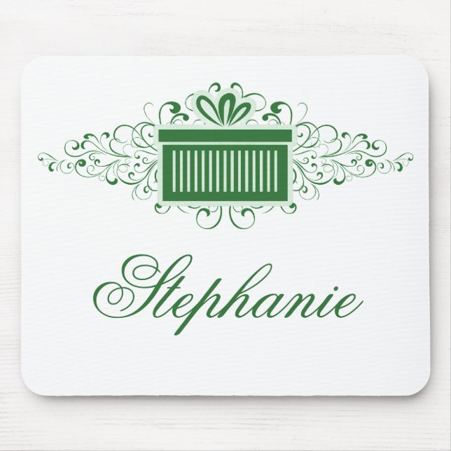 Holiday Swirls Present Mousepad, Green Mouse Pad (Front)