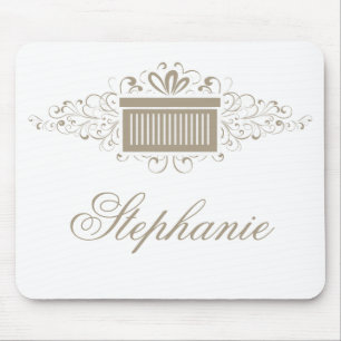 Holiday Swirls Present Mousepad, Latte Mouse Pad