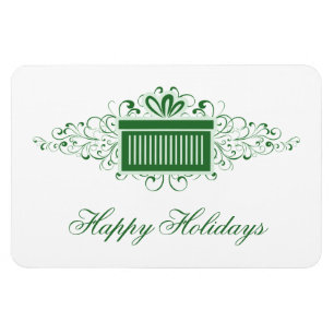 Holiday Swirls Present Rectangle Magnet, Green Magnet