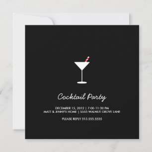Holiday Swizzle Cocktail Party Invitation Black 2