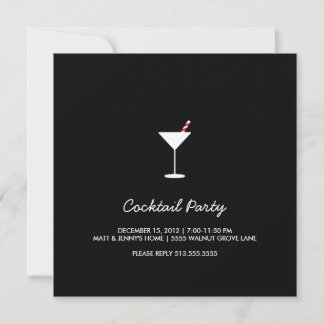 Holiday Swizzle Cocktail Party Invitation Black 2