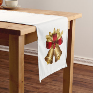Holiday Table Runner-Gold Bells Long Table Runner