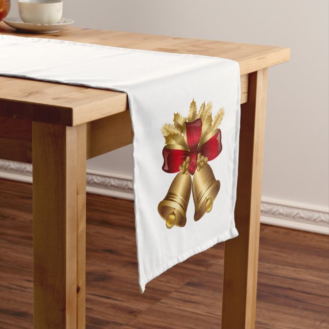 Holiday Table Runner-Gold Bells Long Table Runner (In Situ)