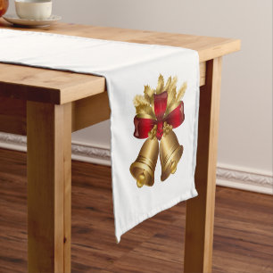 Holiday Table Runner-Gold Bells Medium Table Runner