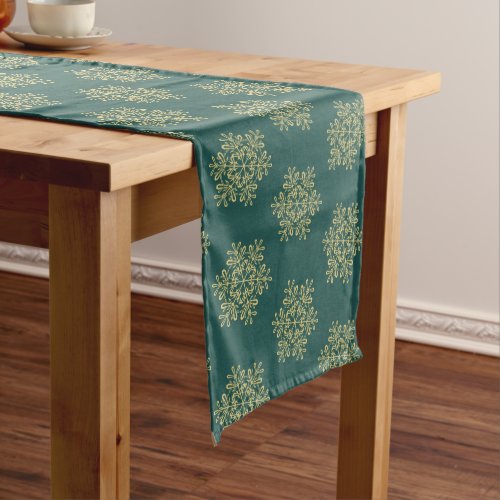 Holiday Table Runner_Gold Snowflakes Medium Table Runner