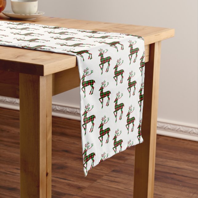 Holiday Table Runner-Plaid Deer Long Table Runner (In Situ)