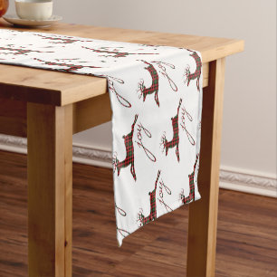Holiday Table Runner-Plaid Reindeer Short Table Runner