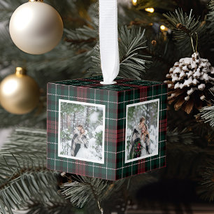 Holiday Tartan 4 Photo Cube Ornament