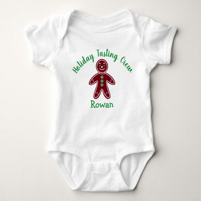 Holiday Tasting Crew Gingerbread Cookie Christmas  Baby Bodysuit (Front)