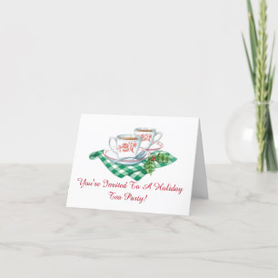 Holiday Tea Party Invitation. Christmas Letterpress Thank You Card