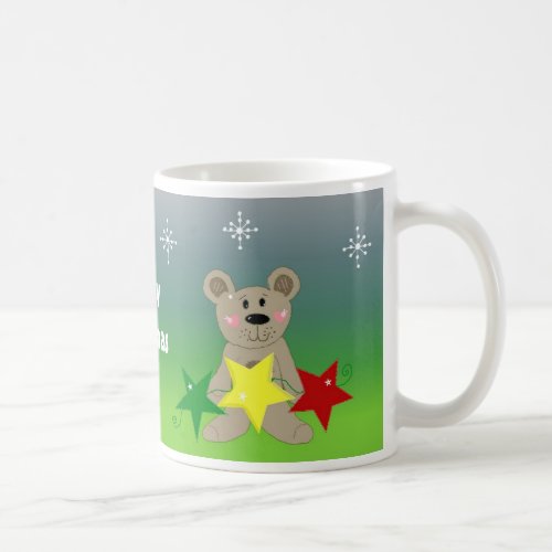 Holiday Teddy Bear with Stars Coffee Mug
