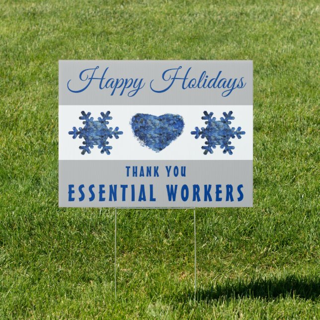 Holiday Thank U Essential Workers Yard Sign (Insitu)