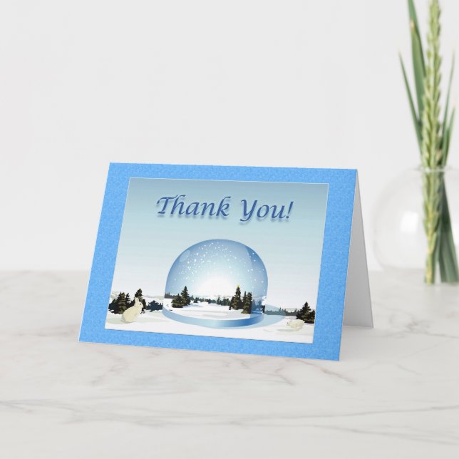 Holiday Thank you Card Snow Globe (Front)