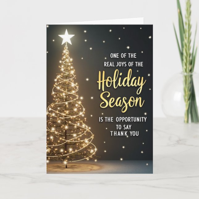 Holiday Thank You Card with Christmas Tree & Star (Front)