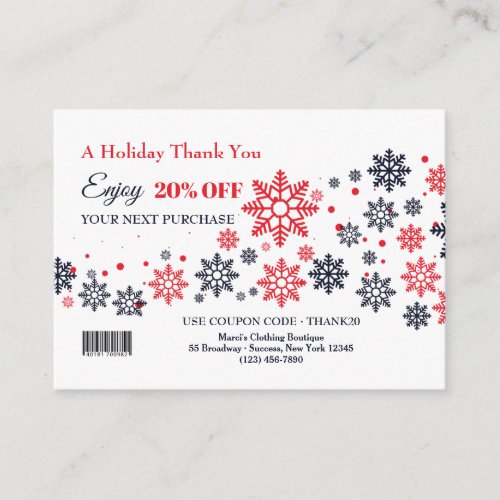 Holiday Thank You for your Patronage Promo Card