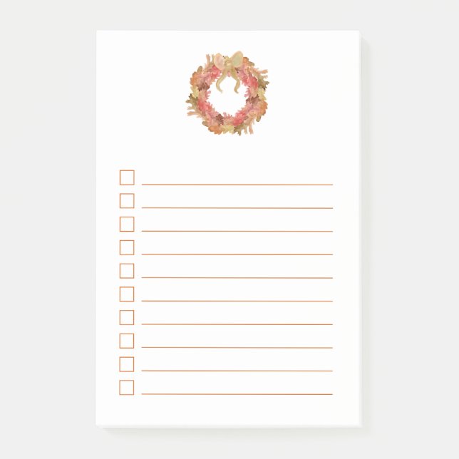 Holiday Thanksgiving Dinner Check List Lined Post-it Notes (Front)