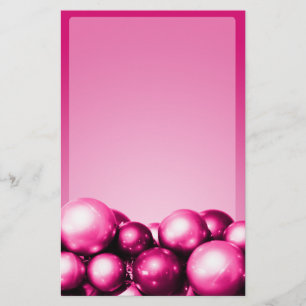 Holiday Theme Stationery Fuchsia Ornaments
