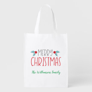Holiday themed Christmas Grocery Bag