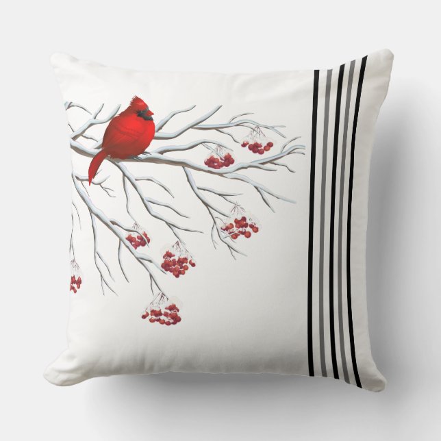 Holiday Throw Pillow-Cardinal Throw Pillow (Front)