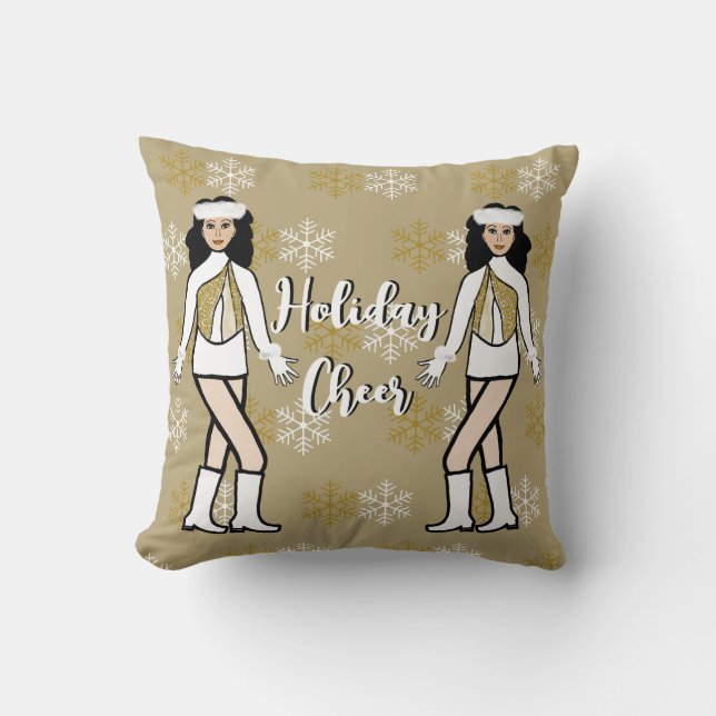 Holiday Throw Pillow Gold / White #2 (Front)