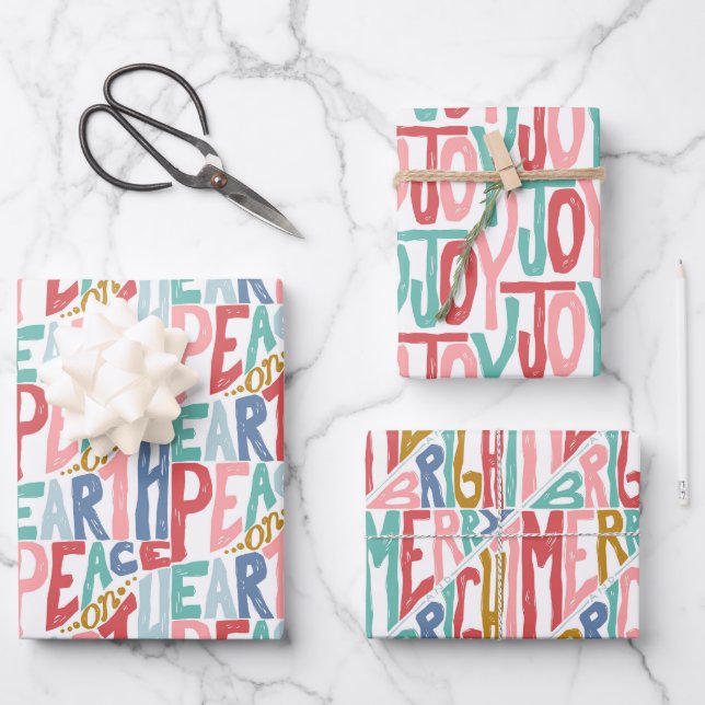 Holiday Tidings in White Wrapping Paper Sheets (Front)