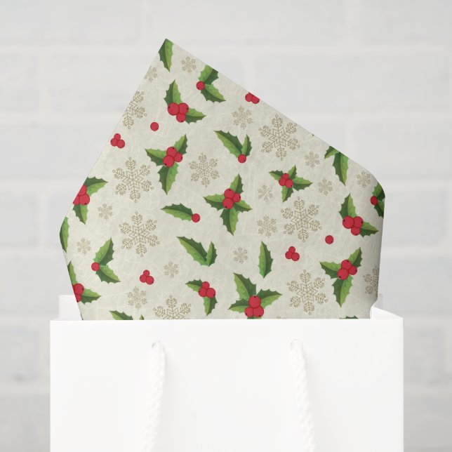 Holiday Tissue Paper-Holly Tissue Paper (Gift Bag)