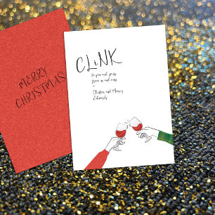 Holiday Toast Card – “Clink” Wine Glass Cheers