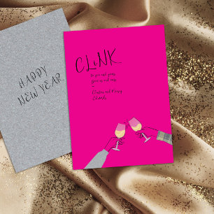 Holiday Toast Card – “Clink” Wine Glass Cheers