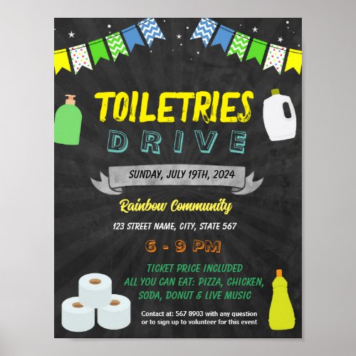 Holiday Toiletries Drive Flyer template Poster