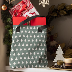 Holiday Tote Bag   Christmas Tree Pattern Green