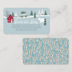 Holiday Town/Village Blue Baby Shower Book Request Enclosure Card