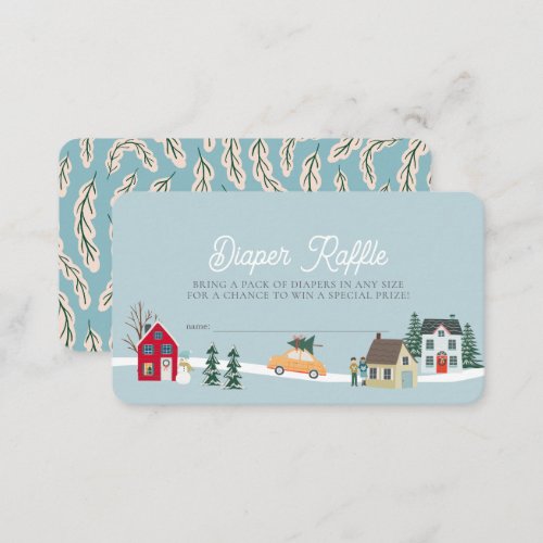 Holiday TownVillage Blue Diaper Raffle Ticket Enclosure Card