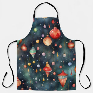 Holiday Toys, Christmas Decoration watercolor art Apron