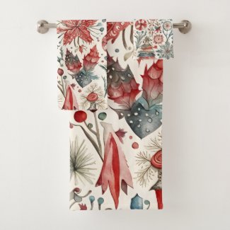 Holiday Toys, Christmas Decoration watercolor art 