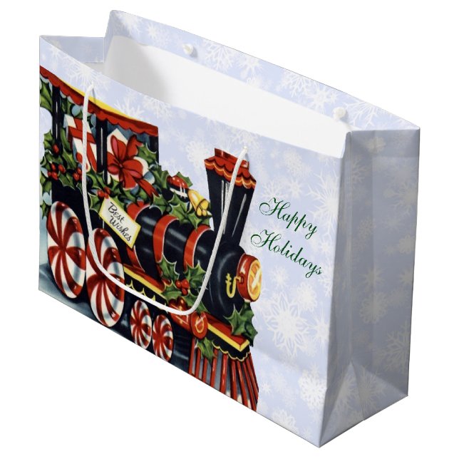 Holiday Train Large Gift Bag (Front Angled)