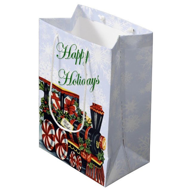 Holiday Train Medium Gift Bag (Front Angled)
