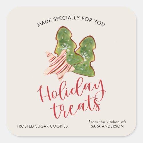 Holiday Treats From the Kitchen of Watercolor Square Sticker