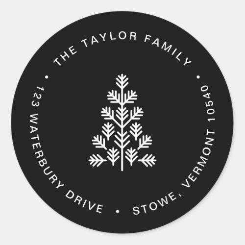 Holiday Tree Black and White Return Address Label