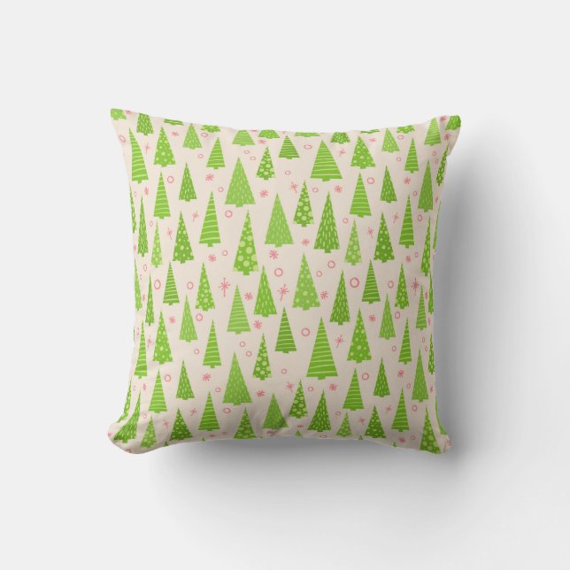 Holiday Tree Forest Christmas Throw Pillow (Front)
