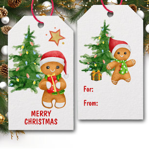 Holiday Tree Gingerbread Man Gift Tags