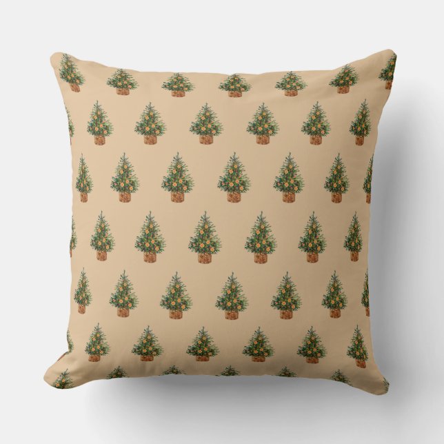 Holiday Tree Minimalistic Simple Country Pine Throw Pillow (Front)